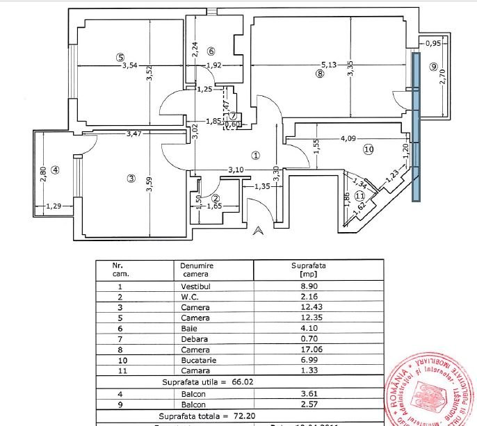 Apartament 3 camere, hol H, Mosilor - Eminescu